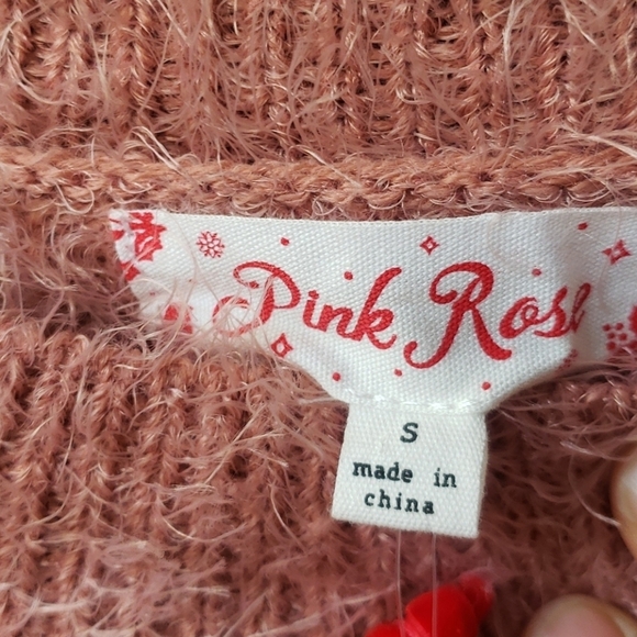 Pink Rose French Apricot Fuzzy Long Hair Sweater Teddy - Picture 4 of 6